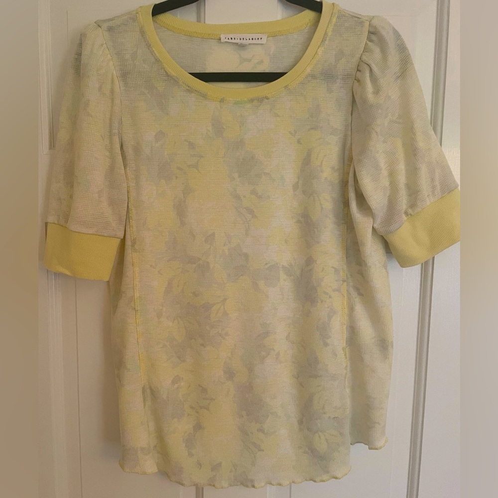 EUC Jane and Delancey Women’s Floral Abstract Waffle Knit Top Size Small